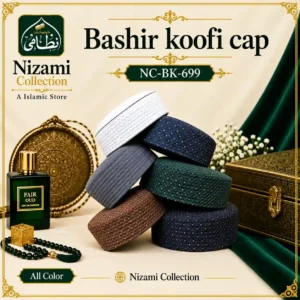 Nizami Collection Bashir Koofi Cap NC-BK-699 available in white, blue, grey, green, brown and black colors