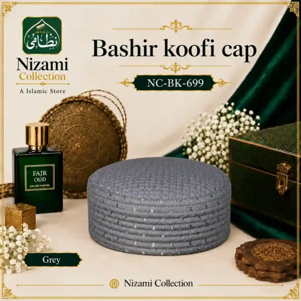Bashir Koofi Cap Grey NC-699 Bashir Hard Koofi Cap