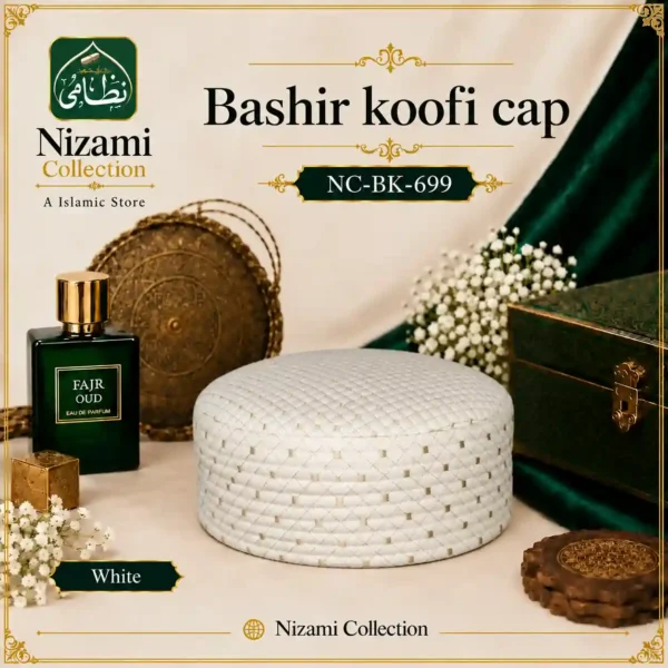 Bashir Koofi Cap White NC-699 Bashir Hard Koofi Cap