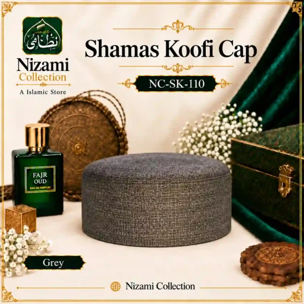 Shamas Koofi Cap NC-SK-110 in grey with a clean textured surface