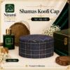 Shamas Koofi Cap NC-SK-110 in navy blue with white and brown check pattern